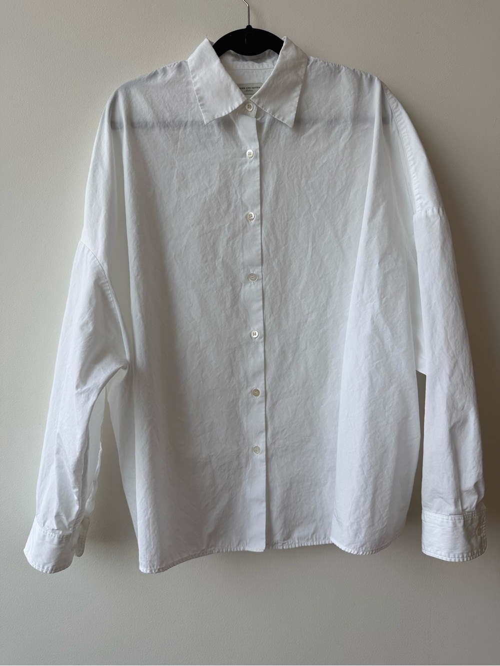 Dries Van Noten White Oversized Cotton Cocoon Shirt